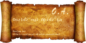 Oszlányi Abiáta névjegykártya